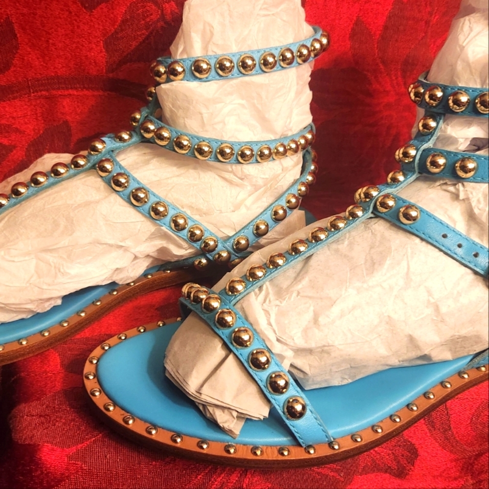 ASH Gladiator Golden Studded Sandals